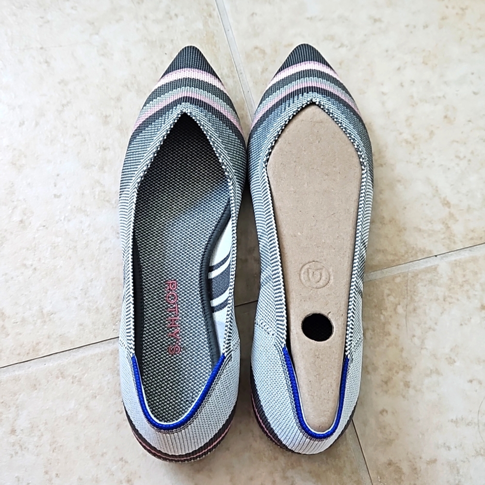 Rothy's Grey Inverse Stripe Points 9